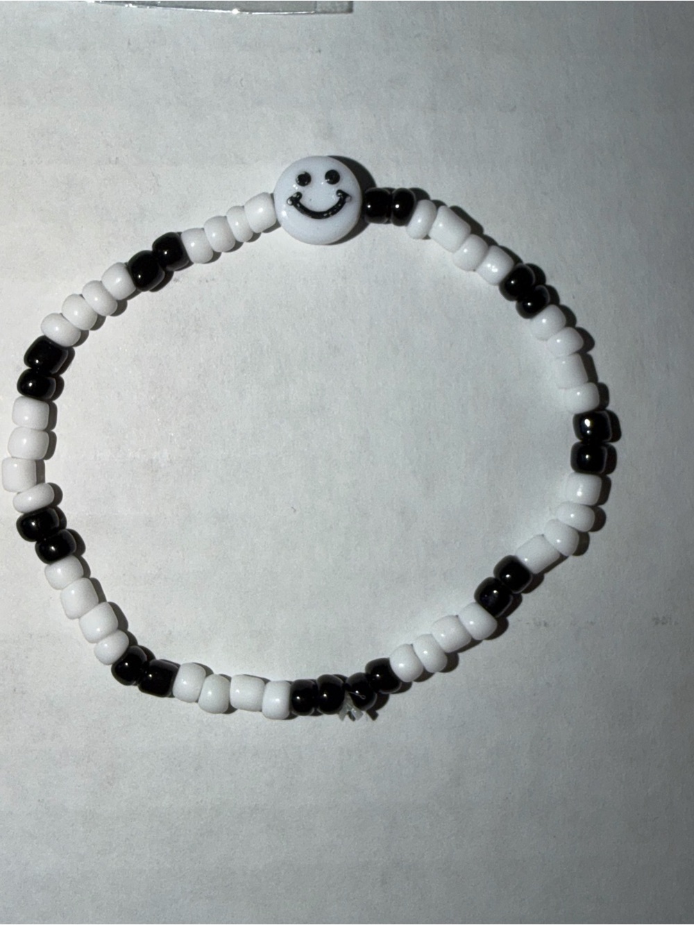 Smiley Bead Black & White Stretch Bracelet